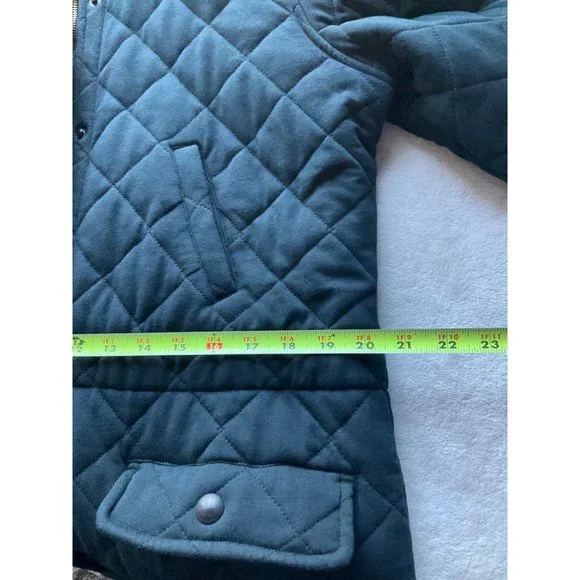 Ralph Lauren Women's Sz.Large Quilted Navy Parka Jacket hooded Mid length - Picture 6 of 11